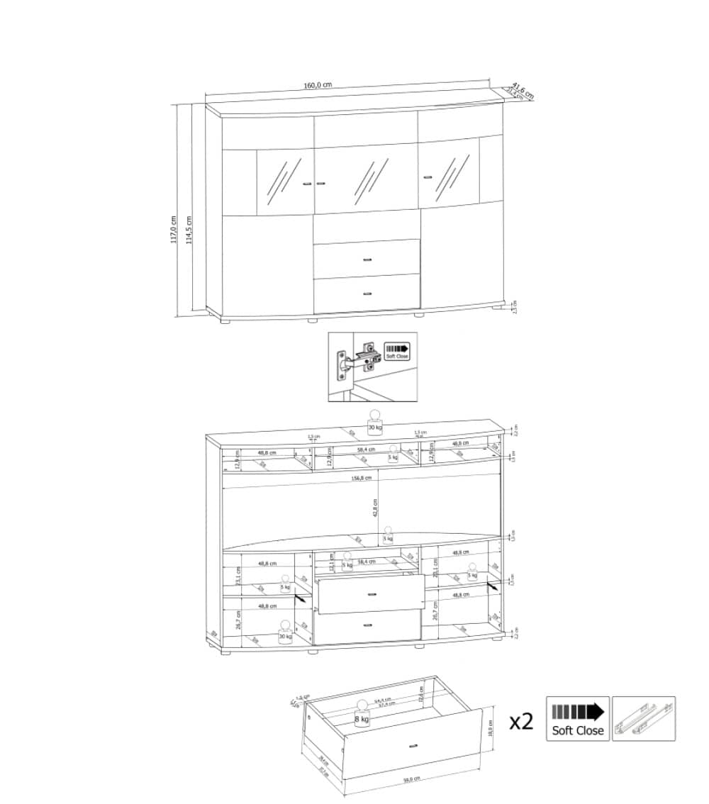 Gate 81 Display Cabinet 160cm