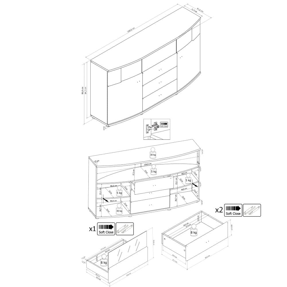 Gate 85 Display Cabinet 160cm