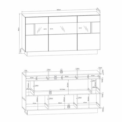 Nata 84 Display Sideboard Cabinet 160cm