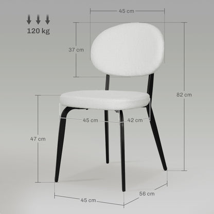 HOMCOM Set of Four Boucle Dining Chairs - White