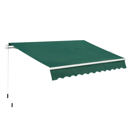 Outsunny Awnings for Patio Awning Canopy Shelter Garden Sun Shade UV Blocker Light Weight Aluminium Frame w/ Hand Crank 3 x 2m Green