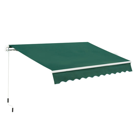 Outsunny Awnings for Patio Awning Canopy Shelter Garden Sun Shade UV Blocker Light Weight Aluminium Frame w/ Hand Crank 3 x 2m Green