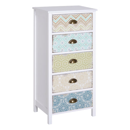 Retro Style Effect Storage Drawer Chest Unit, 46Wx34Dx94H cm-White