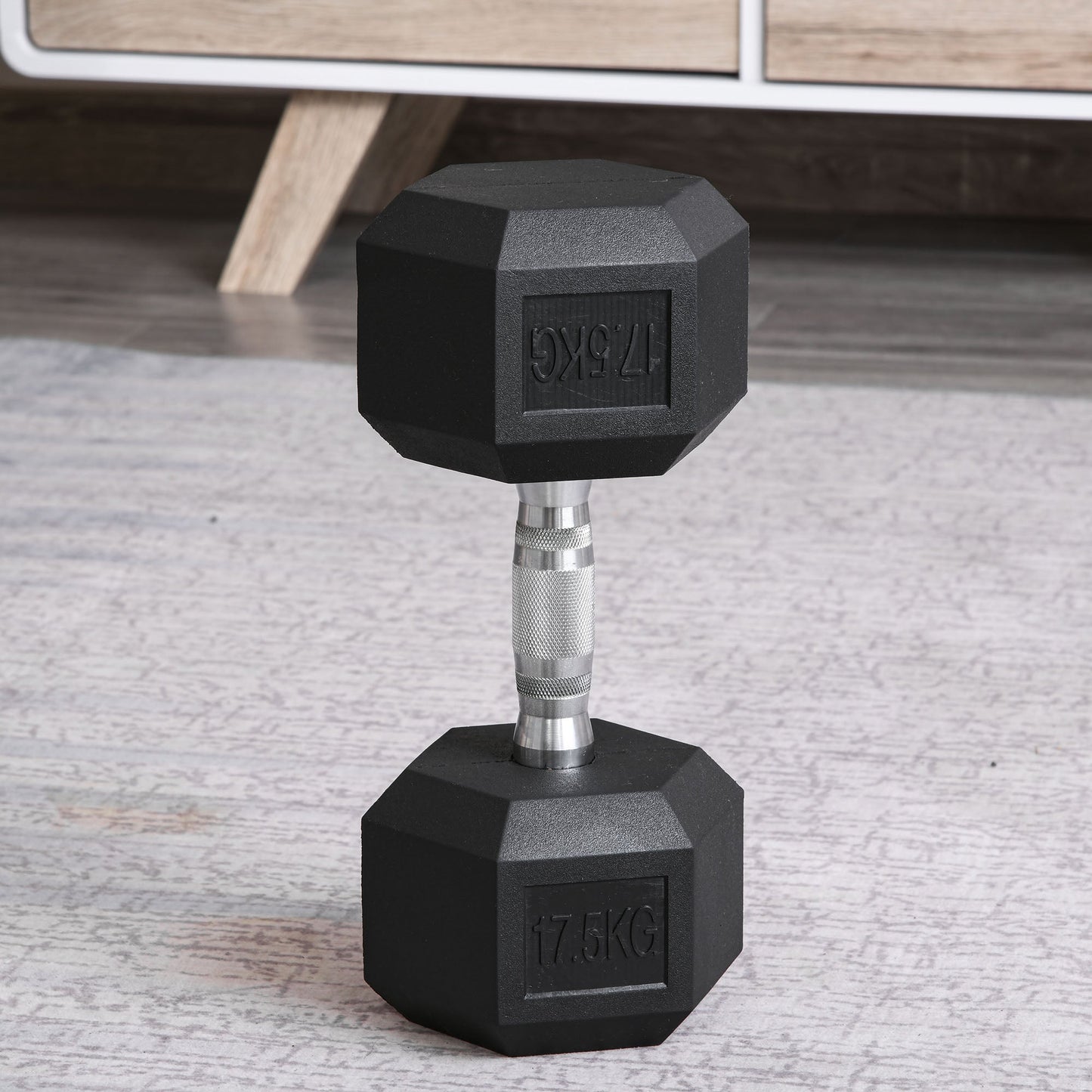 2x17.5kg Rubber Hex Dumbbell Portable Hand Weights Dumbbell Home Gym Workout Fitness Hand Dumbbell