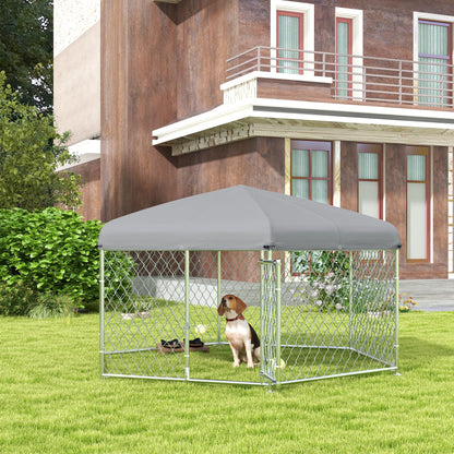 PawHut Dog Kennel and Run z zamykanymi drzwiami, do ogrodu, na patio, taras, dla dużych psów, 2,1 x 1,85 x 1,5 m