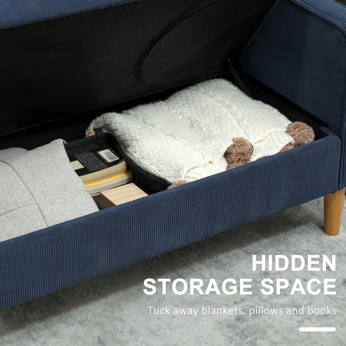 HOMCOM Mała dwuosobowa sofa sztruksowa - niebieska