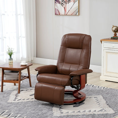 HOMCOM Faux Leather Armchair, with 145  Reclining Back and Footrest - Brown