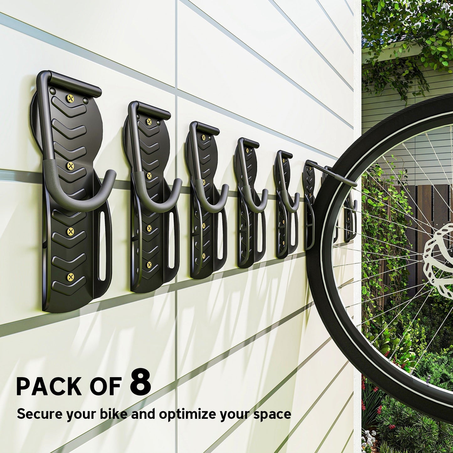 SPORTNOW 8 Pack Bike Rack, Wall Mounted Bicycle Hanger Hook, Foldable Garage Bike Wall Rack, Bicycle Storage Holder for Indoor Outdoor Use