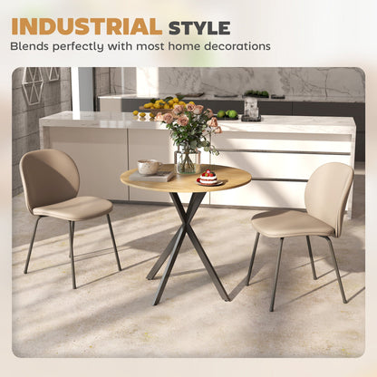 HOMCOM 80cm Industrial Round Dining Table - White Oak
