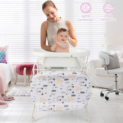 2-in-1 Baby Change Table with Bathtub and Folding Changing Station-White