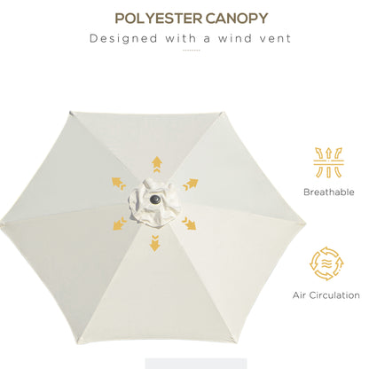 Outsunny2.6M Garden Parasol Umbrella with Tilt and Crank, Outdoor Sun Parasol Sunshade Shelter with Aluminium Frame, Grey
