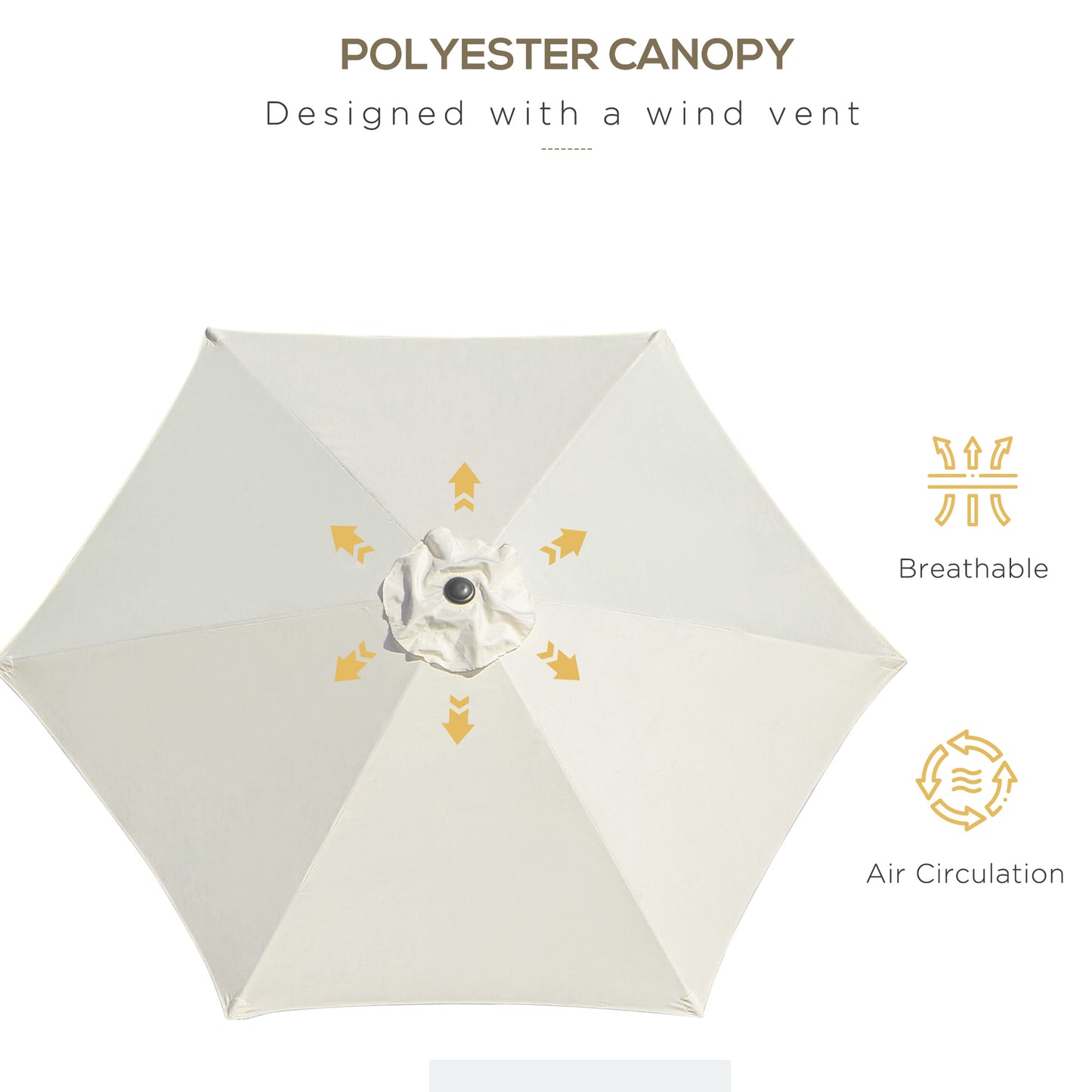 Outsunny2.6M Parasol ogrodowy z pochylanym i korbowym uchwytem, ​​zewnętrzny parasol przeciwsłoneczny z aluminiową ramą, kremowo-biały