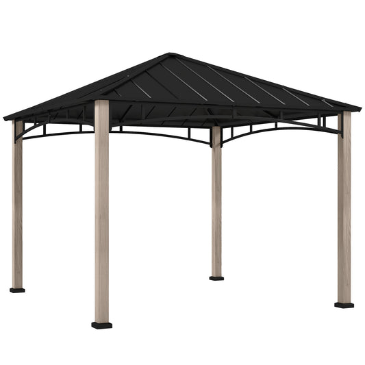 Altana metalowa dekoracyjna Outsunny 3 x 3 m – czarna/imitacja drewna