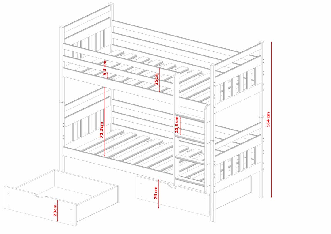 Wooden Bunk Bed Adas with Storage