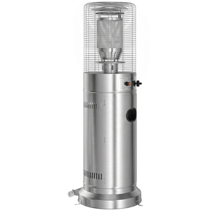Outsunny Gas Patio Heater, 13 kW Stainless Steel Portable Propane Outdoor Heater with Pulse Ignition, Tip-over Protection, Silver