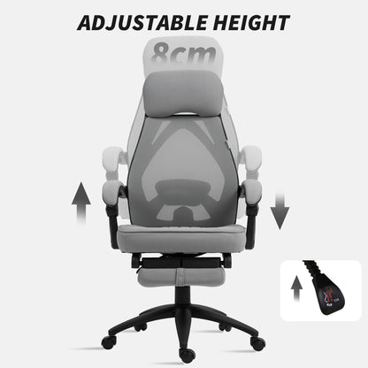 Vinsetto Office Chair with Footrest, High Back Swivel Desk Chair with Adjustable Height and Headrest for Home Office, Dark Grey