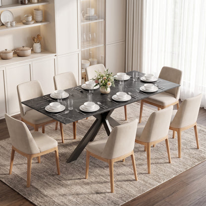 HOMCOM Extendable Dining Table Steel Cross Legs Steel Rails Space Saving Black