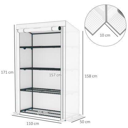 Outsunny Four-Tier Mini Greenhouse - Grey/White