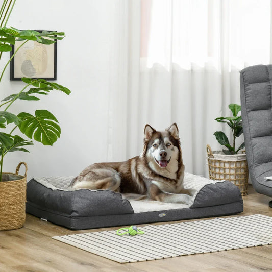 PawHut Calming Dog Bed Pet Mattress w/ Removable Cover, Anti-Slip Bottom, for Large Dogs, 120L x 80W x 22Hcm - Charcoal Grey