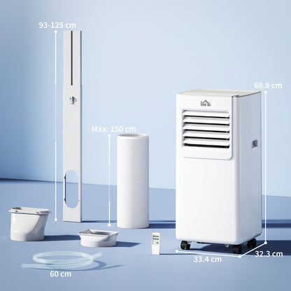 HOMCOM 7000 BTU Air Conditioning Unit, 3-in-1 Portable Air Conditioner, Dehumidifier, Cooling Fan with 2 Speeds, 24H Timer, Remote Control, LED Display, Window Venting Kit, 15m√Ç¬≤