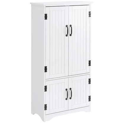 HOMCOM Accent Floor Storage Cabinet Kitchen Cupboard with Adjustable Shelves and 2 Lower Doors, White