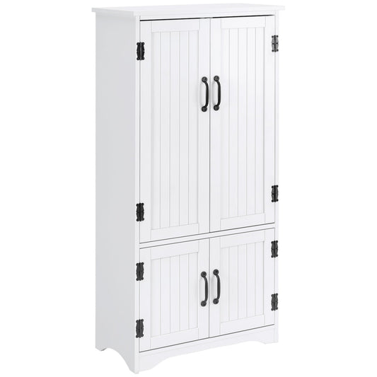 HOMCOM Accent Floor Storage Cabinet Kitchen Cupboard with Adjustable Shelves and 2 Lower Doors, White