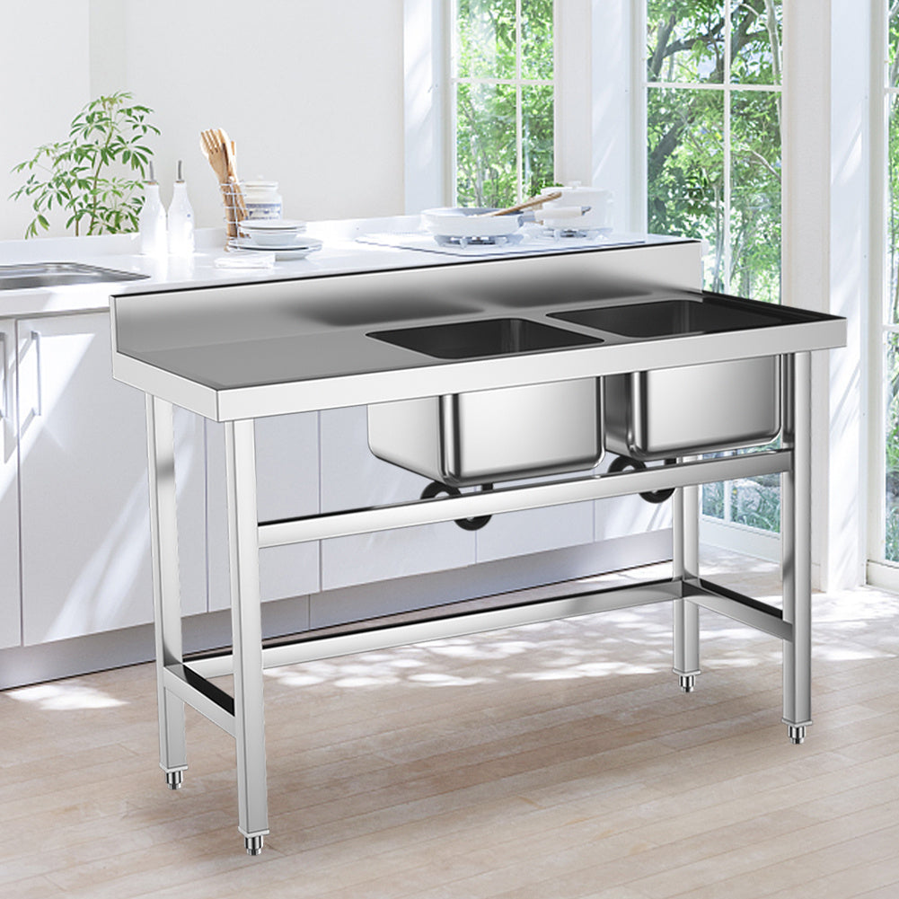 4ft Stainless Steel Kitchen Commercial 3-compartment Sink with Drainboard