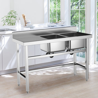 4ft Stainless Steel Kitchen Commercial 3-compartment Sink with Drainboard