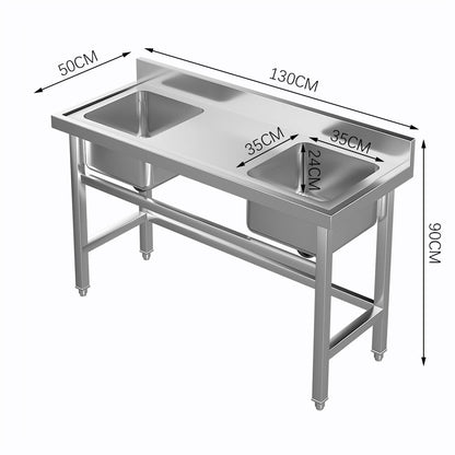 4ft Stainless Steel Kitchen Commercial 3-compartment Sink with Drainboard
