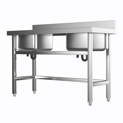 4ft Stainless Steel Kitchen Commercial 3-compartment Sink with Drainboard