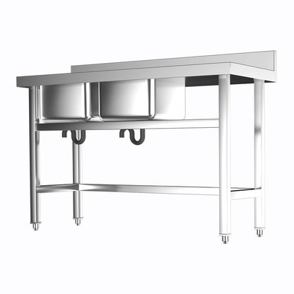 4ft Stainless Steel Kitchen Commercial 3-compartment Sink with Drainboard