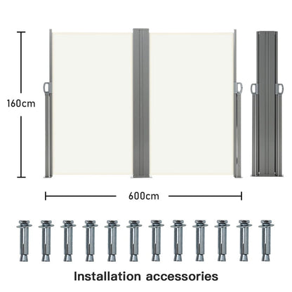 Retractable Double Side Awning - White Water Resistant