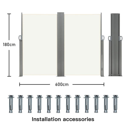 Retractable Double Side Awning - White Water Resistant