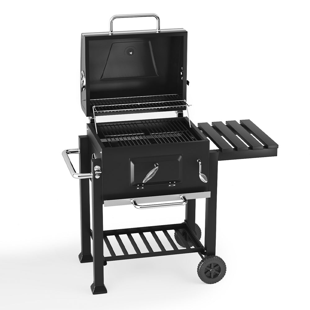 113 W Charcoal BBQ Grill Barrel with Side Table