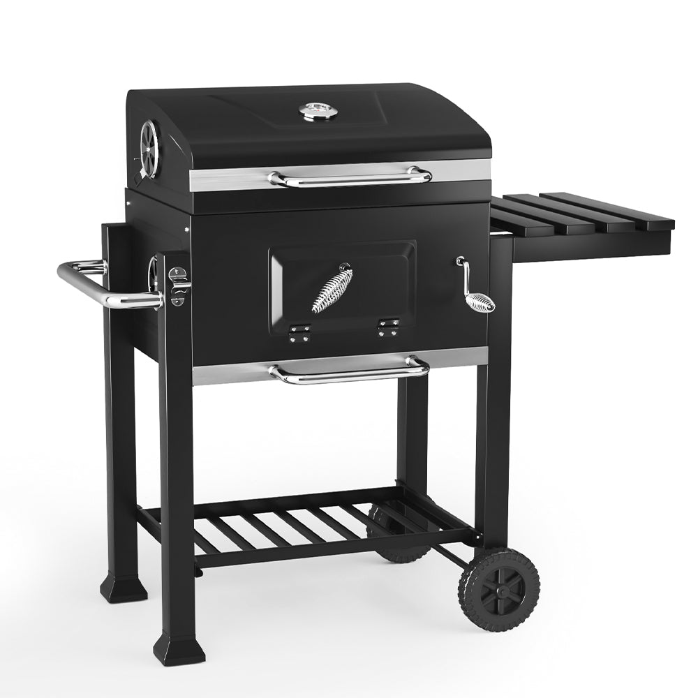 113 W Charcoal BBQ Grill Barrel with Side Table