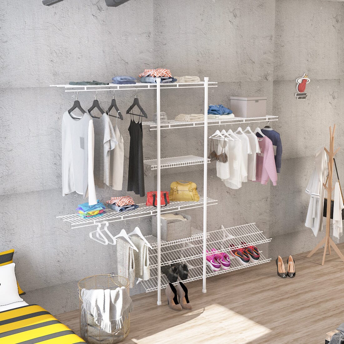 Versatile DIY Closet Set – Durable Steel and Iron Hanging System