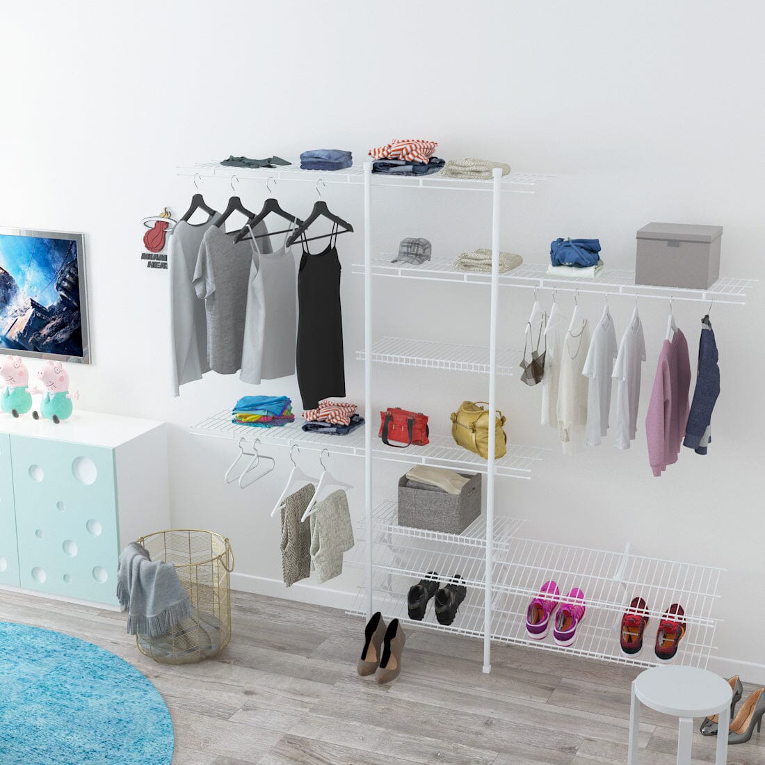 Versatile DIY Closet Set – Durable Steel and Iron Hanging System