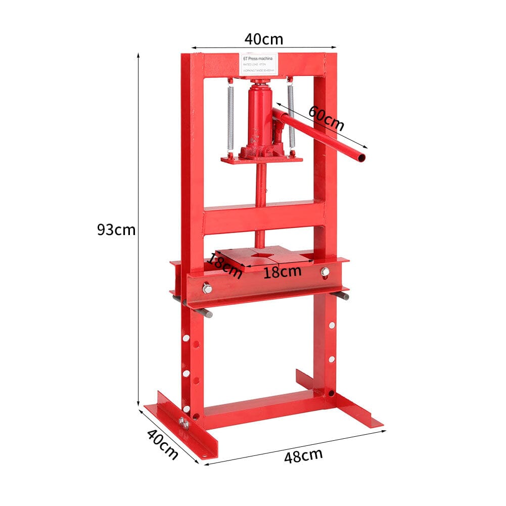 6 Ton Hydraulic H-Frame Shop Press Adjustable Working Table