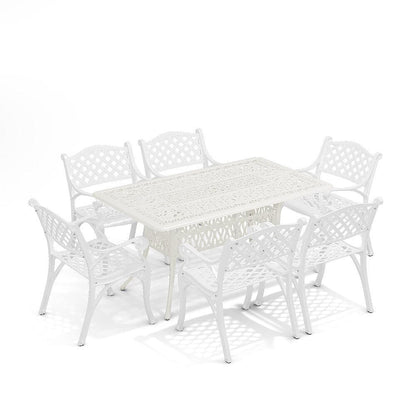 4/6 Seater Aluminium Garden Dining Set with Parasol Hole