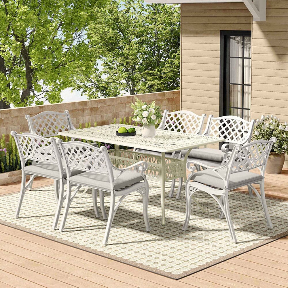 4/6 Seater Aluminium Garden Dining Set with Parasol Hole