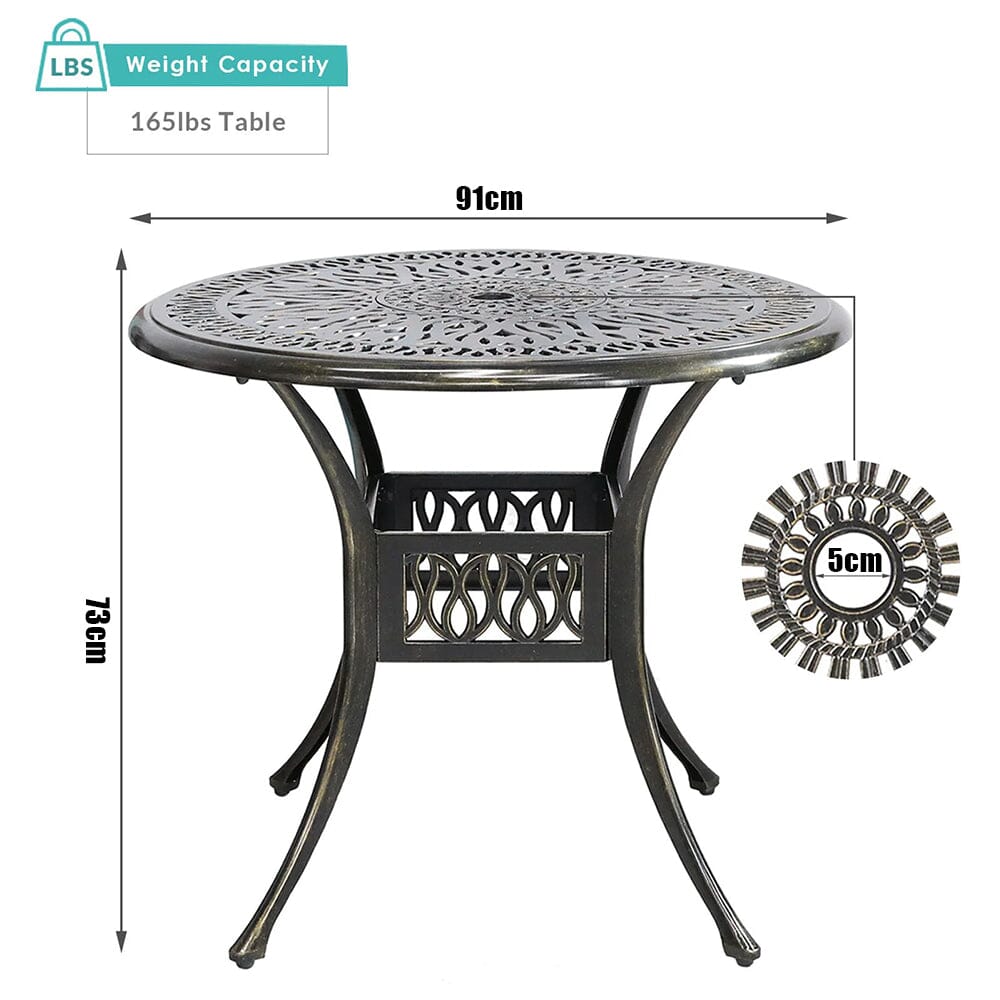 Garden Bistro Table Round Hollow Table with Parasol Hole