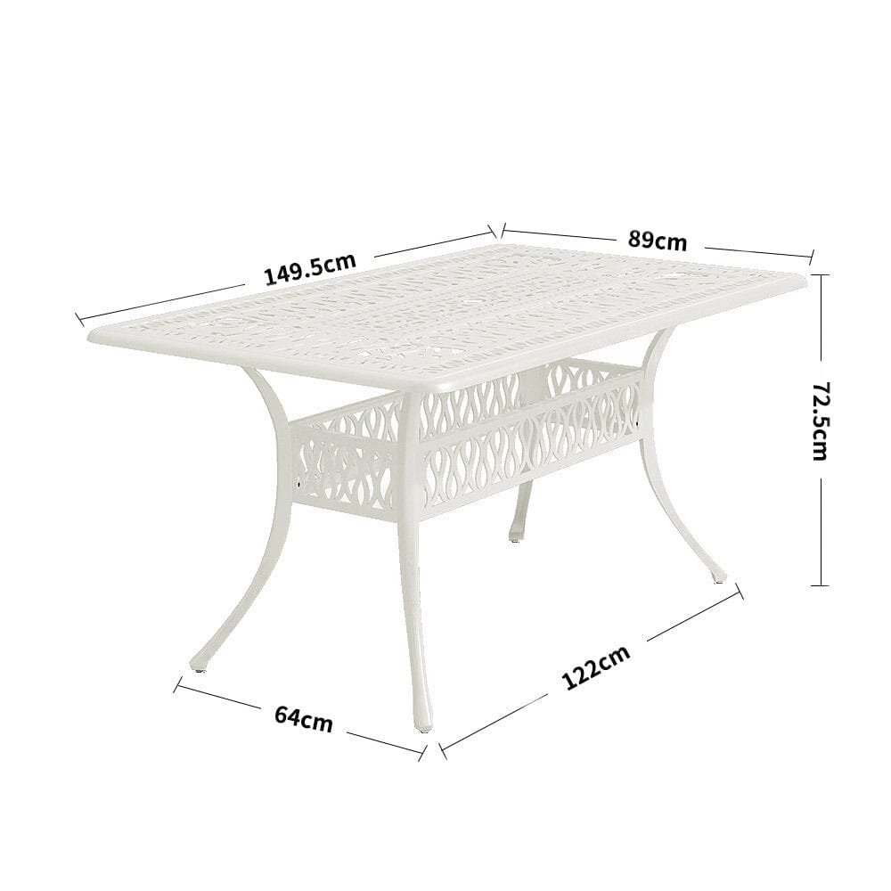 4/6 Seater Aluminium Garden Dining Set with Parasol Hole