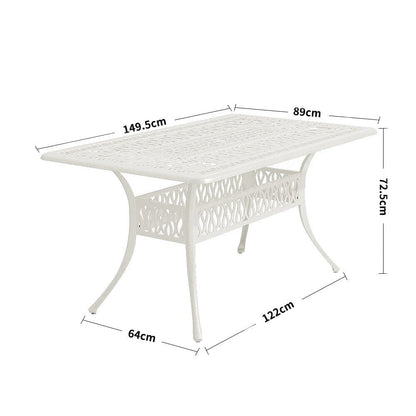 4/6 Seater Aluminium Garden Dining Set with Parasol Hole