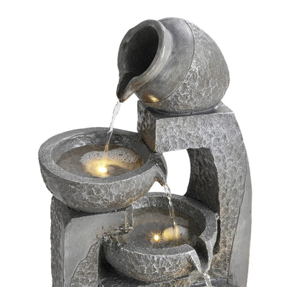 Solar 5-Tier Cascade Water Fountain for Outdoors