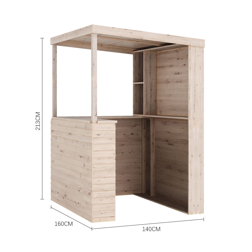 140cm Wide Solid Wood Garden Bar With Pine Countertop