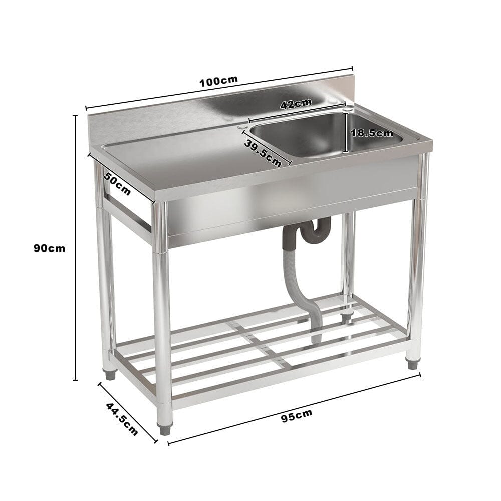 Stainless Steel One Compartment Commercial Sink with Right Drainboard