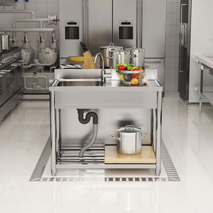 Stainless Steel One Compartment Commercial Sink with Right Drainboard