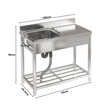 Stainless Steel One Compartment Commercial Sink with Right Drainboard