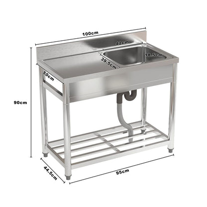 Stainless Steel One Compartment Commercial Sink with Left Drainboard