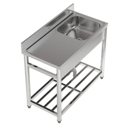 Stainless Steel One Compartment Commercial Sink with Left Drainboard